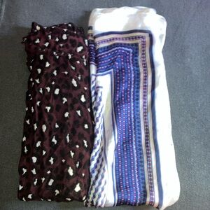 Leopard Print and Geometric Pattern Scarves